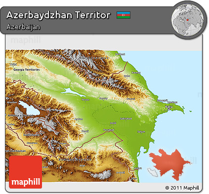 Physical 3D Map of Azerbaydzhan Territor