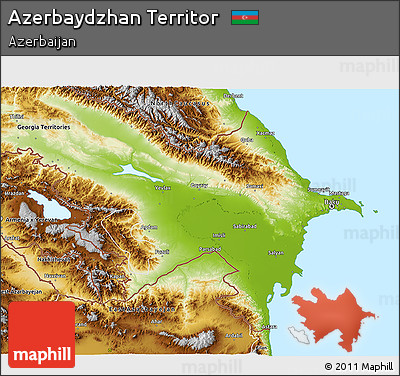 Physical 3D Map of Azerbaydzhan Territor