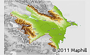 Physical 3D Map of Azerbaydzhan Territor, lighten, desaturated