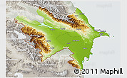 Physical 3D Map of Azerbaydzhan Territor, lighten, semi-desaturated