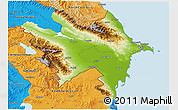 Physical 3D Map of Azerbaydzhan Territor, political outside