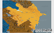 Political 3D Map of Azerbaydzhan Territor, darken