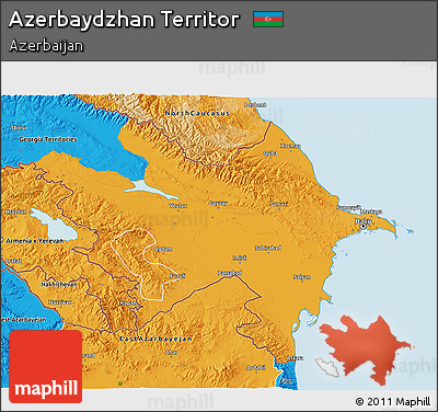 Political 3D Map of Azerbaydzhan Territor
