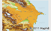 Political 3D Map of Azerbaydzhan Territor, physical outside