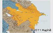Political 3D Map of Azerbaydzhan Territor, semi-desaturated