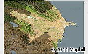 Satellite 3D Map of Azerbaydzhan Territor, darken