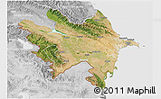 Satellite 3D Map of Azerbaydzhan Territor, lighten, desaturated