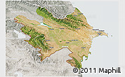 Satellite 3D Map of Azerbaydzhan Territor, lighten, semi-desaturated