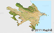 Satellite 3D Map of Azerbaydzhan Territor, single color outside