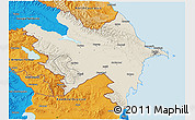 Shaded Relief 3D Map of Azerbaydzhan Territor, political outside