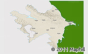 Shaded Relief 3D Map of Azerbaydzhan Territor, single color outside