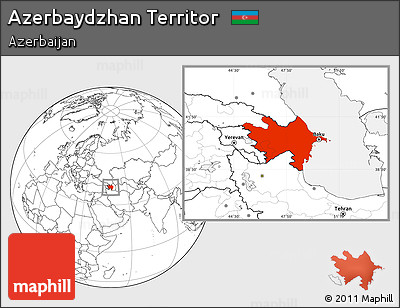 Blank Location Map of Azerbaydzhan Territor