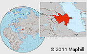 Gray Location Map of Azerbaydzhan Territor