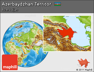 Physical Location Map of Azerbaydzhan Territor