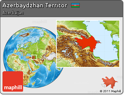 Physical Location Map of Azerbaydzhan Territor