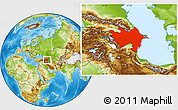 Physical Location Map of Azerbaydzhan Territor, highlighted country