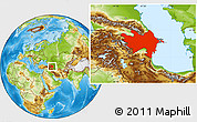 Physical Location Map of Azerbaydzhan Territor