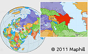 Political Location Map of Azerbaydzhan Territor