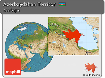 Satellite Location Map of Azerbaydzhan Territor