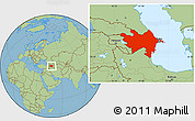 Savanna Style Location Map of Azerbaydzhan Territor, within the entire country