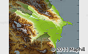 Physical Map of Azerbaydzhan Territor, darken