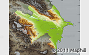 Physical Map of Azerbaydzhan Territor, darken, semi-desaturated