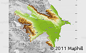 Physical Map of Azerbaydzhan Territor, lighten, desaturated