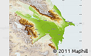 Physical Map of Azerbaydzhan Territor, lighten