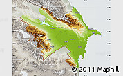 Physical Map of Azerbaydzhan Territor, lighten, semi-desaturated