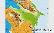 Physical Map of Azerbaydzhan Territor, political outside