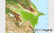 Physical Map of Azerbaydzhan Territor, satellite outside