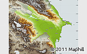 Physical Map of Azerbaydzhan Territor, semi-desaturated