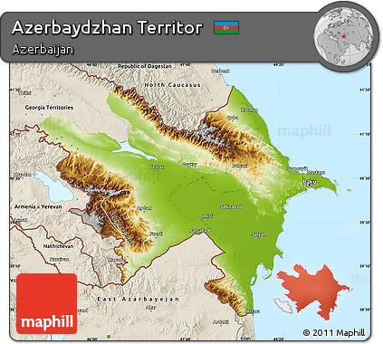 Physical Map of Azerbaydzhan Territor, shaded relief outside