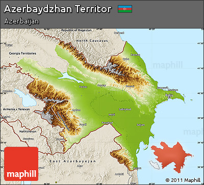 Physical Map of Azerbaydzhan Territor, shaded relief outside