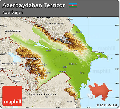 Physical Map of Azerbaydzhan Territor, shaded relief outside