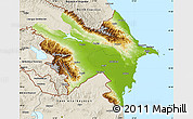 Physical Map of Azerbaydzhan Territor, shaded relief outside