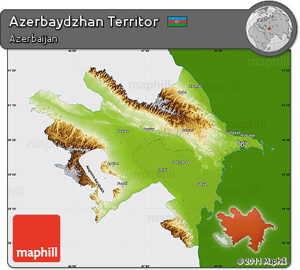 Physical Map of Azerbaydzhan Territor, single color outside