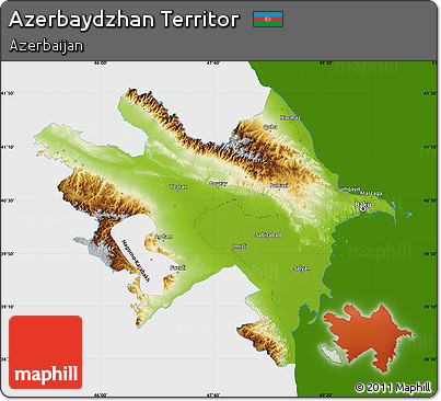 Physical Map of Azerbaydzhan Territor, single color outside