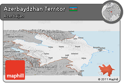 Gray Panoramic Map of Azerbaydzhan Territor