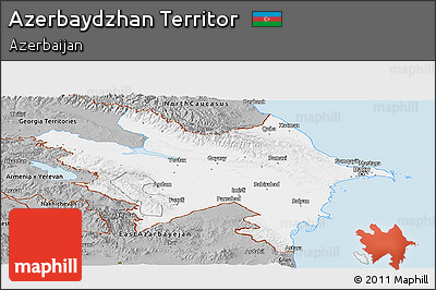 Gray Panoramic Map of Azerbaydzhan Territor