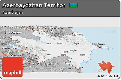 Gray Panoramic Map of Azerbaydzhan Territor