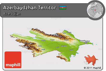 Physical Panoramic Map of Azerbaydzhan Territor, cropped outside