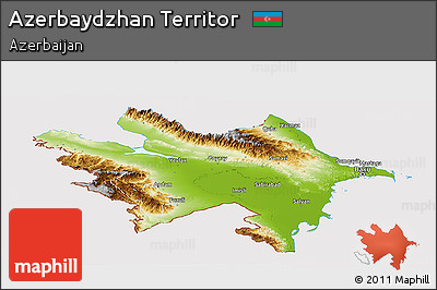 Physical Panoramic Map of Azerbaydzhan Territor, cropped outside