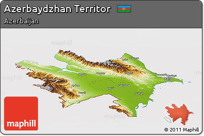 Physical Panoramic Map of Azerbaydzhan Territor, cropped outside