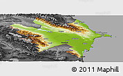 Physical Panoramic Map of Azerbaydzhan Territor, darken, desaturated