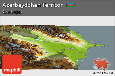 Physical Panoramic Map of Azerbaydzhan Territor, darken