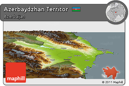 Physical Panoramic Map of Azerbaydzhan Territor, darken