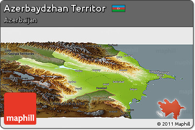 Physical Panoramic Map of Azerbaydzhan Territor, darken