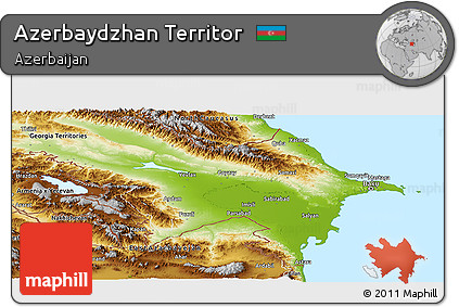 Physical Panoramic Map of Azerbaydzhan Territor