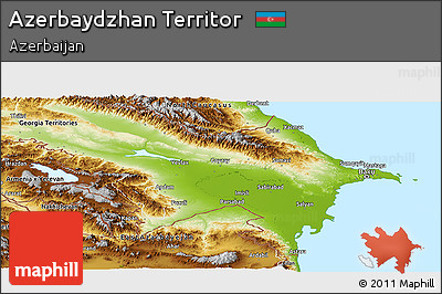 Physical Panoramic Map of Azerbaydzhan Territor